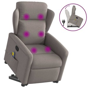 vidaXL Fauteuil inclinable de massage Taupe Tissu
