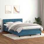 vidaXL Sommier à lattes de lit et matelas et LED bleu foncé 160x210cm velours