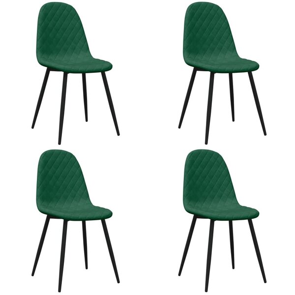 vidaXL Chaises à manger lot de 4 Vert foncé Velours