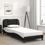 vidaXL Cadre de lit avec LED sans matelas noir et blanc 90x200 cm