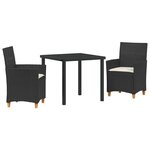 vidaXL Ensemble de salle à manger pour jardin 3 Pièces Noir polyrotin