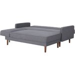 Canapé d'angle convertible 3 places réversible - Tissu gris foncé - Pieds en bois - 286 x 169 x 80 cm - IMANIA