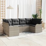 vidaXL Ensemble de canapé de jardin 6 Pièces Gris clair Poly rotin