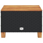 vidaXL Table de jardin noir 55x55x36 cm résine tressée et bois acacia