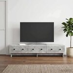 vidaXL Meuble TV Gris béton 147 x 34 5 x 30 cm Bois d'ingénierie