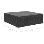 vidaXL Salon de jardin 7 Pièces avec coussins Noir Résine tressée