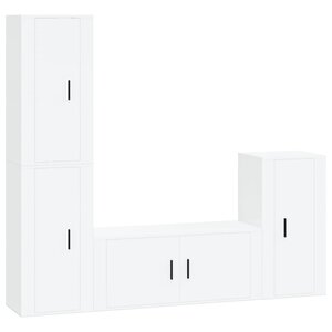 vidaXL Ensemble de meubles TV 4 Pièces Blanc brillant Bois d'ingénierie