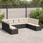 vidaXL Ensemble de canapé de jardin avec coussin 5 Pièces Noir et crème