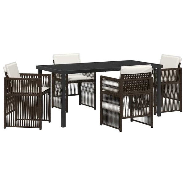 vidaXL Ensemble de salle à manger pour jardin 5 Pièces Marron Poly rotin