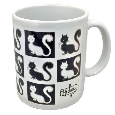 Tasse en céramique la belle damier chat de dubout