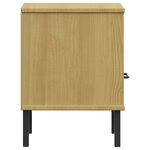 vidaXL Table de chevet avec pieds en métal Marron Bois pin massif OSLO