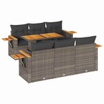 vidaXL Salon de jardin avec coussins 7 Pièces gris résine tressée acacia