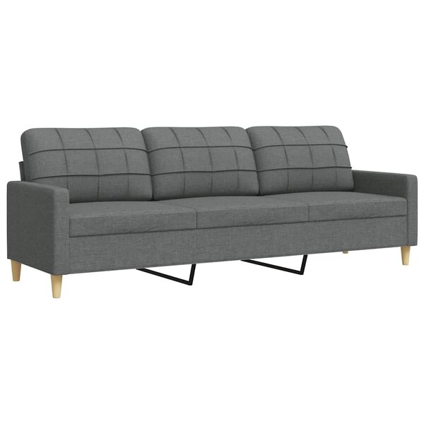vidaXL Canapé à 3 places Gris foncé 210 cm Tissu