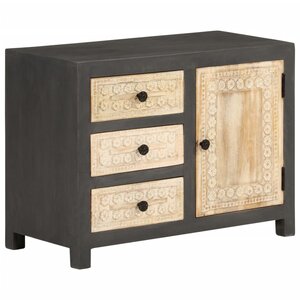 vidaXL buffet gris et blanc 75x35x55 cm bois de manguier massif