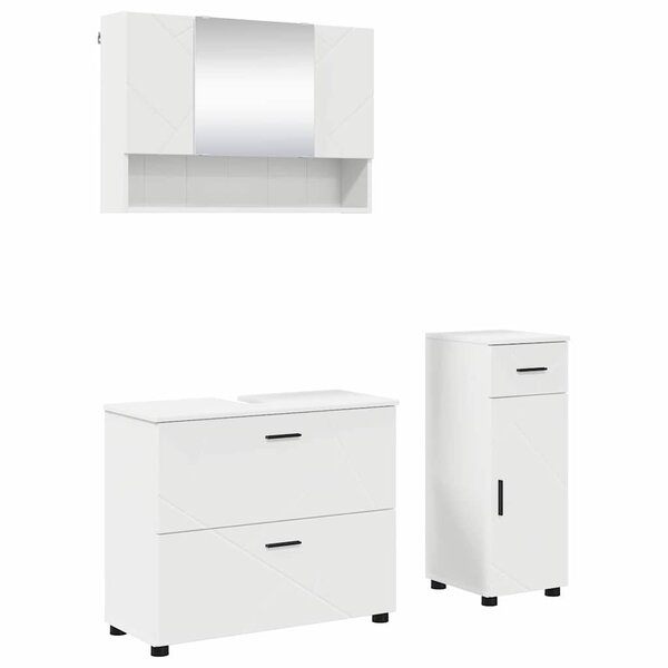 vidaXL Ensemble de mobilier de salle de bain avec tiroir 3 Pièces Blanc