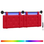 vidaXL Tête de lit suspendue Avec lumière LED Rouge Simili cuir
