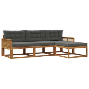 vidaXL Ensemble de canapés d'extérieur 4 Pièces Naturel et Anthracite