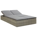 vidaXL Chaise longue convertible avec coussin Résine tressée Gris