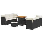 vidaXL Ensemble de canapé de jardin 9 Pièces Noir polyrotin