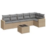 vidaXL Salon de jardin avec coussins 7 Pièces beige résine tressée