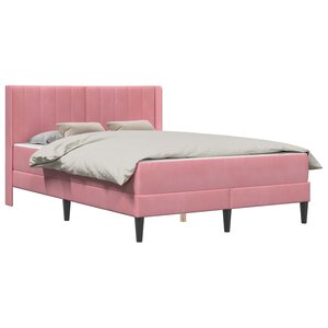 vidaXL Cadre de lit avec matelas Rose 140 x 190 cm Velours