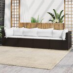 vidaXL Salon de jardin 4 Pièces avec coussins Marron Résine tressée