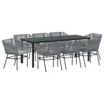 vidaXL Ensemble de salle à manger pour jardin avec coussin 9 Pièces Gris