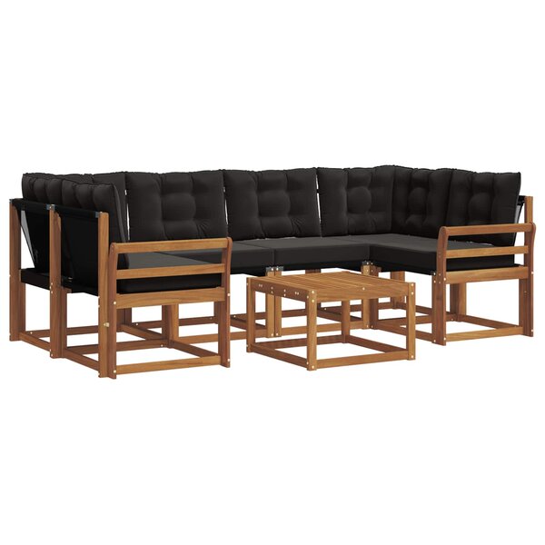 vidaXL Ensemble de canapés d'extérieur 7 pc Naturel et Noir