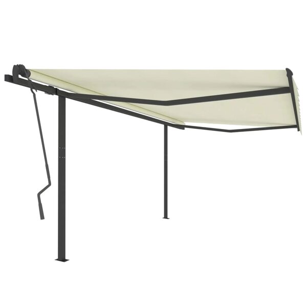 vidaXL Auvent manuel rétractable avec poteaux 4x3 5 m Crème