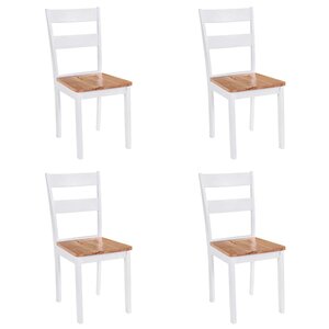 vidaXL Chaises à manger lot de 4 blanc bois d'hévéa massif