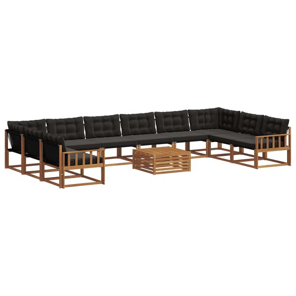 vidaXL Ensemble de canapés d'extérieur 11 Pièces Naturel et Noir