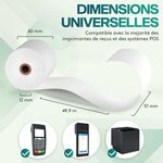 ACROPAQ 20 Rouleaux de Caisse 57x60x12mm- Thermique 49 9 m-Terminaux de paiement- 20 Bobines TPE- Sans BPA- Dimension Universelle