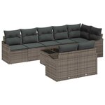 vidaXL Ensemble de canapé de jardin avec coussin 9 Pièces Gris Poly rotin