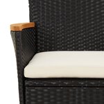 vidaXL Ensemble de bistro de jardin 3 Pièces coussins noir poly rotin