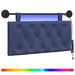 vidaXL Tête de lit suspendue Avec lumière LED Bleu police Velours