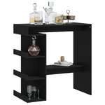 vidaXL Table de bar avec étagère de rangement Noir Bois d'ingénierie