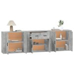 vidaXL Buffets 3 Pièces gris béton bois d'ingénierie