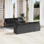 vidaXL Ensemble de canapé de jardin 9 Pièces Noir Poly Rattan
