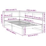 vidaXL Lit bibliothèque sans matelas cire marron 90x200 cm pin massif