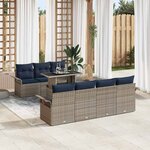vidaXL Ensemble de canapé de jardin avec coussin 8 Pièces Gris Poly rotin