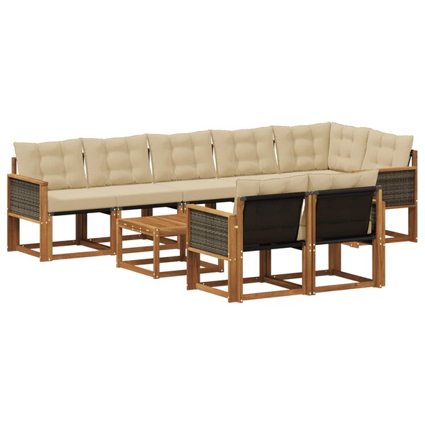 vidaXL Ensemble de canapés d'extérieur 9 pc Naturel et Beige
