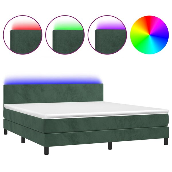 vidaXL Sommier à lattes de lit avec matelas LED Vert foncé 180x200 cm