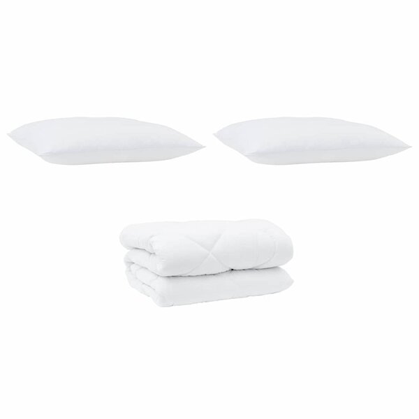 vidaXL Duvet d'hiver avec oreiller 3 Pièces Blanc Microfibre