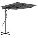 vidaXL Parasol d'extérieur avec poteau en acier 300 cm Anthracite