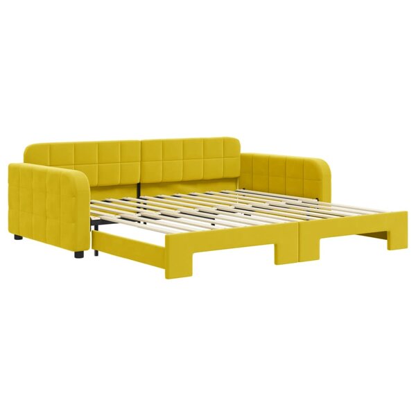vidaXL Lit de jour avec lit gigogne jaune 100x200 cm velours
