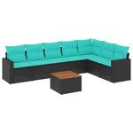 vidaXL Salon de jardin 8 Pièces avec coussins noir résine tressée