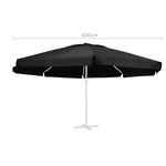 vidaXL Tissu de remplacement pour parasol d'extérieur Noir 610 cm