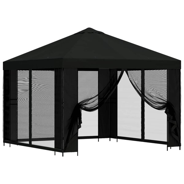 vidaXL Abri de jardin avec parois 3 x 3 m Noir Polyester et Acier