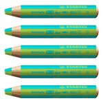 Crayon multi-talents woody 3 in 1 duo - turquoise-vert clair x 5 stabilo