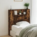 vidaXL Armoire tête de lit avec LED chêne fumé 100x16 5x103 5 cm